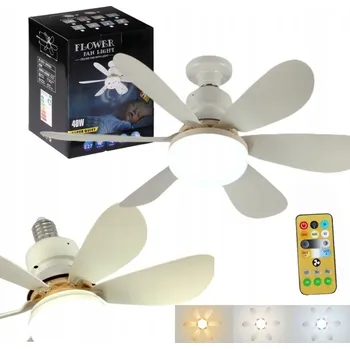 Stropní svítidlo LED 40W ŽÁROVKA E27 S VĚTRÁKEM VENTILÁTOREM DÁLKOVÝ OVLADAČ 2V1