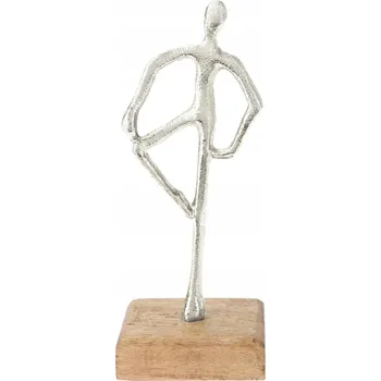 Obraz Soška tančící postava na dřevěném podkladu 21cm, stříbrná, taneční pozice C