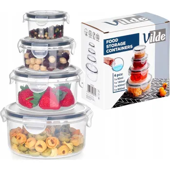 Dóza na potraviny Kuchyňské hermetické dózy na potraviny s těsněním, sada 4 kusů