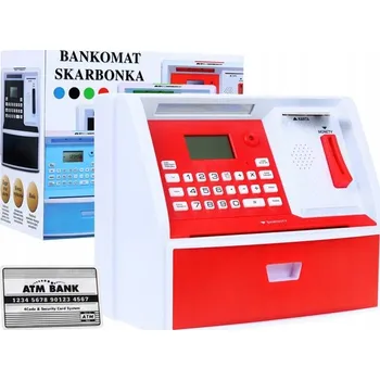 Pokladnička Pokladnička bankomat na mince, bankovky, s kartou a PIN kódem