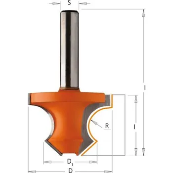 Příslušenství k frézce "CMT C954 Fréza na příruby s 45° zkosením - R8 D36x25 L60 S=8 HW"