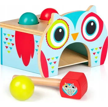 Dřevěná hračka Zatloukačka s míčky, dřevěná, Sova 245341