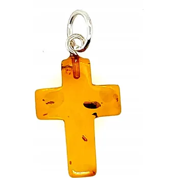 Přívěsek Přívěsek stříbrný s jantarem PŘÍVĚSEK ze stříbra křížek koňakový FILM