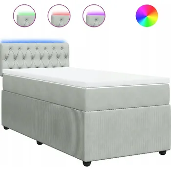 Postel Kontinentální postel s LED osvětlením světle šedá 200x90x100,5 cm