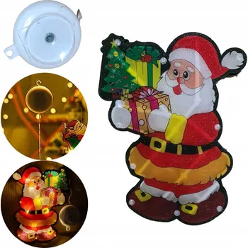 Vánoce Mikuláš LED VÁNOČNÍ OZDOBA OKNO FÓLIE LAMPIČKY BÍLÁ TEPLÁ BATERIE 25 cm