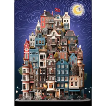 Puzzle ANATOLIAN Puzzle Hvězdná noc v Amsterdamu 1000 dílků