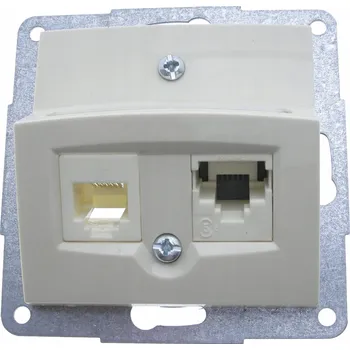 Elektrická zásuvka Internetová a telefonní zásuvka nástěnná Hager béžová