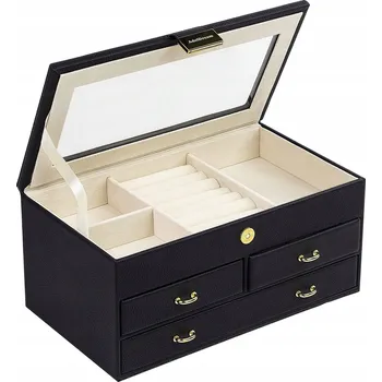 Šperkovnice ADEL DREAM Šperkovnice Na Bižuterii 3 Patra PU Kůže Černá