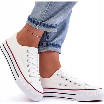 Dámské tenisky DÁMSKÉ BÍLÉ NÍZKÉ TENISKY NA PLATFORMĚ VEL. 38