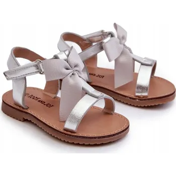 Chlapecké sandály DĚTSKÉ SANDÁLKY NA SUCHÝ ZIP S EKO KOŽENOU MAŠLIČKOU, STŘÍBRNÉ, 19