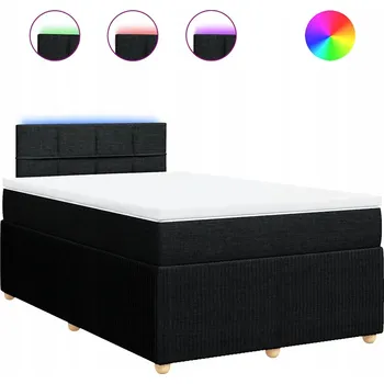 Postel Kontinentální postel s LED osvětlením, černá, 190 x 120 x 100,5 cm