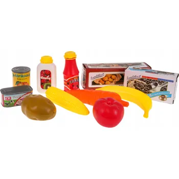 Dětská kuchyňka Sada Nákupní Vozík + Potraviny Příslušenství Zelenina Ovoce Pro Děti k Tlačení
