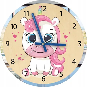 Hodiny Nástěnné hodiny s motivem jednorožce Akrylový jednorožec s rámečkem Kulatý