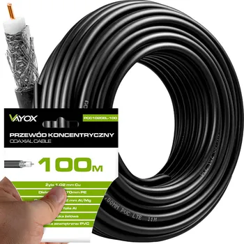 elektrický kabel Koncentrický kabel Vayox s gelem, 100 m, trojitě stíněný, 6,8 mm
