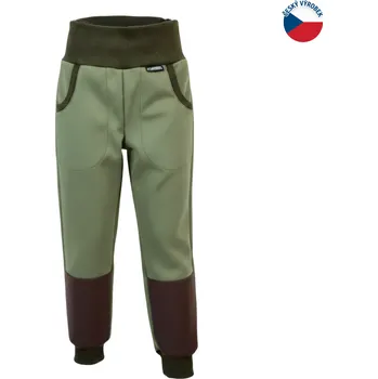 ZÁHOŘÍ Rudel ZÁHOŘÍ Dětské softshellové kalhoty - zelenohnědé Velikost: 158