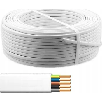elektrický kabel Kabel CYKYLo 5x4 450/750V plochý bílý ELPAR (cena za 1 metr)