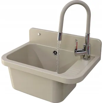 Vodovodní baterie TECHNICKÝ DŘEZ S TECHNICKOU KOMOROU, BATERIE BÉŽOVÁ S FLEXIBILNÍ RAMÍNKO PARON