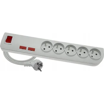 Napájecí kabel PŘEPĚŤOVÁ OCHRANA L=5m 5x 2P+Z +VYPÍNAČ ŠEDÁ LESTAR /ACAR XPROAV 1ks