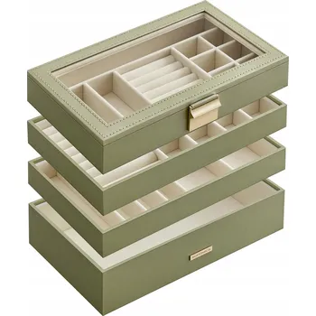 Šperkovnice SONGMICS Šperkovnice Na Bižuterii 4 úrovně Aplikovaná zelená