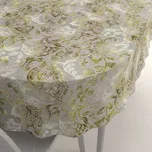 Sametový oválný ubrus Tamara TMR-055 Abstraktní zelené květy na zelenošedém 100x160 cm