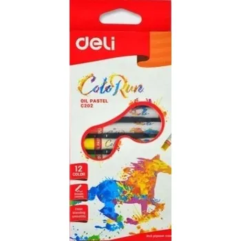 Kresba Olejové pastelky Deli řada Colorun, sada 12 barev, měkká konzistence