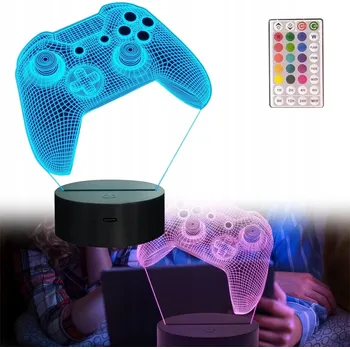 Lampička 3D ILUZNÍ LAMPIČKA GAMEPAD SE 16 BARVAMI