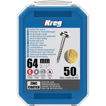 "Kreg Zinc Maxi-Loc Šrouby pro skryté spoje - 64 mm, hrubý závit, 50 ks"