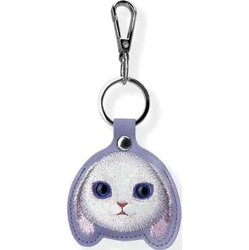 Pouzdro na mobilní telefon Pouzdro na Lokátor Přívěsek Na Klíče Nimmy pro AirTag s Vyšívaným Vzorem Králík fialové