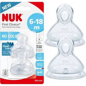 dudlíky NUK silikonová DUDLÍK na láhev First Choice+ 2ks 6-18m, M