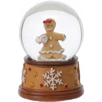 Vánoční dekorace SNĚHOVÁ KOULE PERNÍKOVÁ SUŠENKA DEKORACE 4,5X4,5X6,5CM