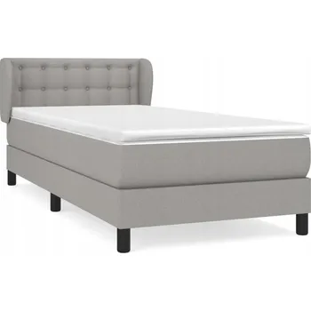 Postel Kontinentální postel světle šedá 203 x 93 x 78/88 cm s matrací 90 x 200 x 2 cm