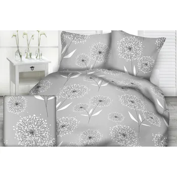Povlečení Krepové povlečení 140x200, vzor pampelišky v šedé barvě