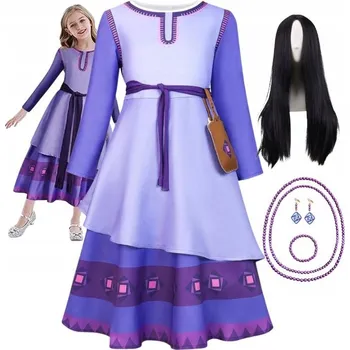 Karnevalový kostým KOSTÝM ASHA PŘÁNÍ ŽIVOT ŠATY KOSTÝM PŘEVLEK PLES KARNEVAL 110 116