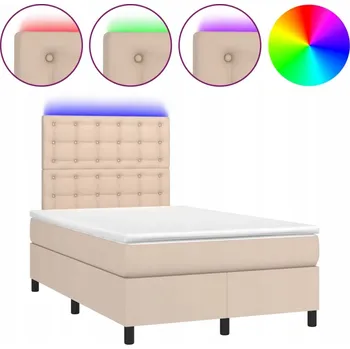 Postel Kontinentální postel s matrací 120x200 cm, cappuccino, s LED diodami