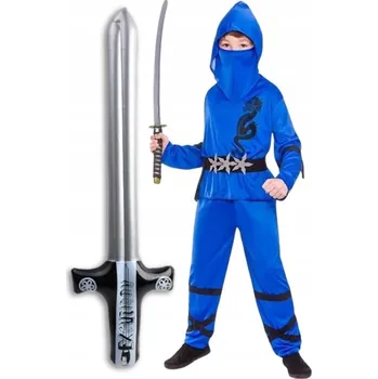 Karnevalový kostým KOSTÝM KOSTÝM PŘEVLEK NINJA MODRÝ MEČ NA KARNEVALOVÝ PLES 104 110