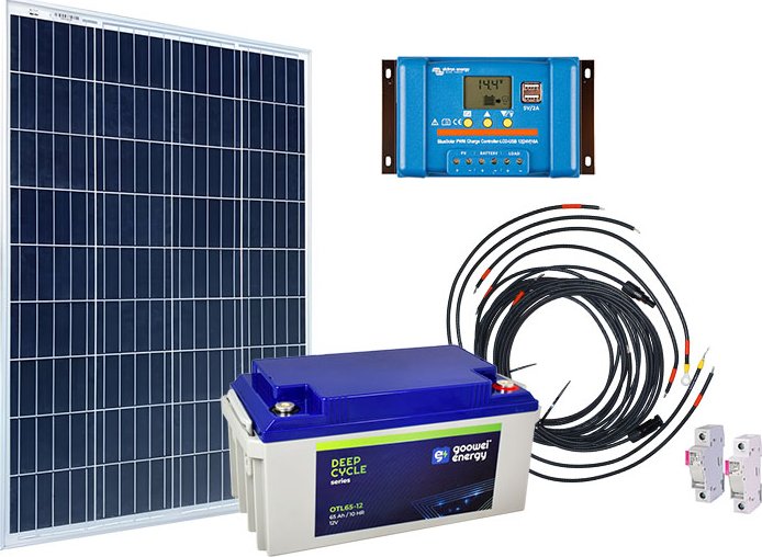 Victron Energy Solární sestava pro karavan 130Wp + baterie Goowei 65Ah