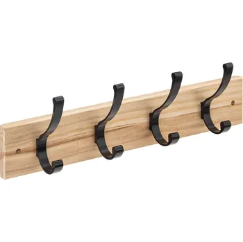 Věšák 5five Simply Smart Nástěnný věšák do předsíně, z dřeva paulovnie, 4 kovové háčky
