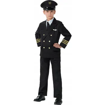 Karnevalový kostým KOSTÝM KARNEVALOVÝ PILOT LETADLA KAPITÁN kostým pro děti na karneval, velikost 116 cm