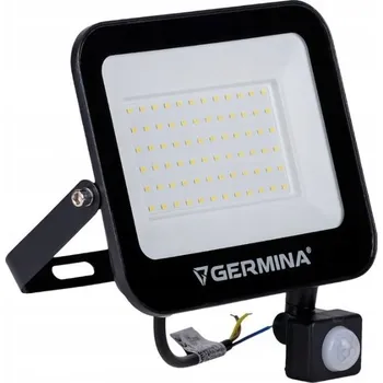 LED reflektor s čidlem 50W studená bílá 5000lm černý krytí IP65 GERMINA