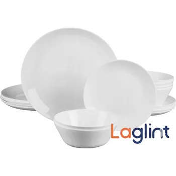Talíř JÍDELNÍ SERVIS pro 4 OSOBY LaGlint 12 ks bílý servis TALÍŘE MISKY