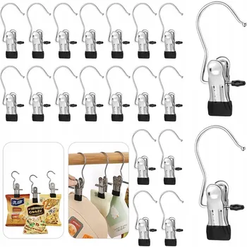 Věšák Věšák s klipem, háček na ponožky, šátky, boty ČERNÝ, pevný, 40 ks