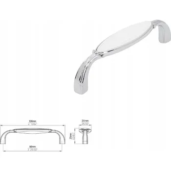 Nábytková úchytka SIRO 1973-106ZN1A4 chrom lesklý/bílá vložka