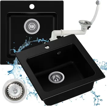 Granitový dřez Jednokomorový granitový dřez Moderno Sole, černý