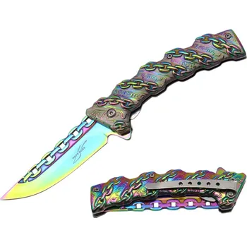 kapesní nůž Zavírací celokovový nůž Rainbow s řetězovým vzorem