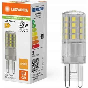 Žárovka Ledvance LED Pin G9 Průhledný 4.5W 600lm - 827 Velmi Teplá Bílá |