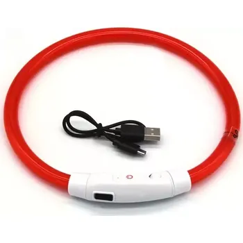 Obojek pro psa USB svítící bezpečnostní obojek pro psy – nastavitelný - červený