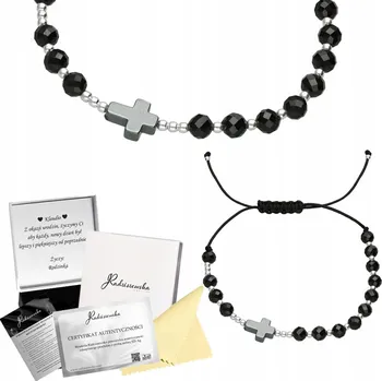 Náramek Náramek s růžencem a přírodními kameny turmalín, Stříbro 925, Dárek