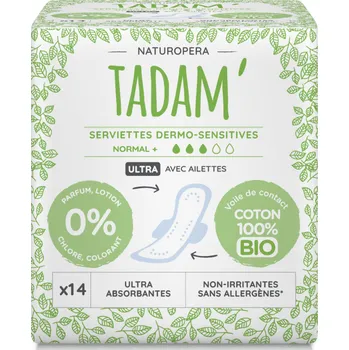 Menstruační vložka TADAM Dermo sensitivní vložky z BIO bavlny, normal+, 14 ks Šetrná a pohodlná ochrana