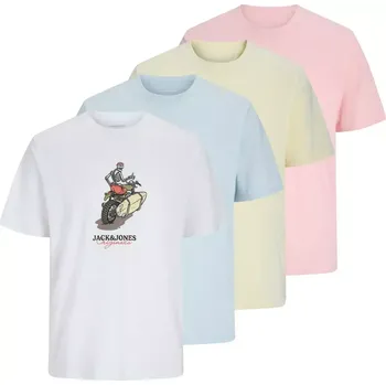 Pánské tričko Velké pánské trička v pastelových barvách s potiskem 4 kusy Jack & Jones 12285052 multicolor (4XL)