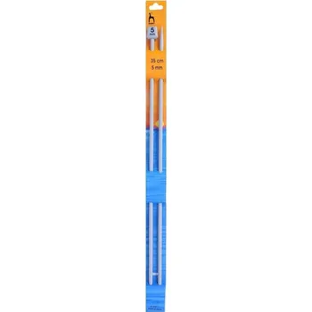 Galanterie Pletací jehlice PONY, hliníkové, rovné, 2 kusy, délka 35cm, velikost 5mm